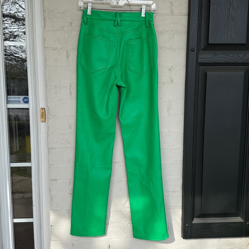 Good American Good Icon Faux Leather Pants Summer Green Size 2/26 - Picture 10 of 10